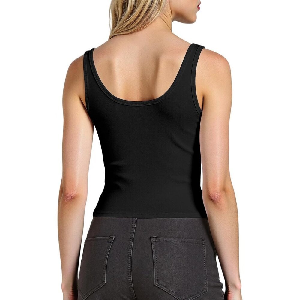 2Piece Cotton Crop Tops Women Sleeveless Tank Top Workout Casual Basic - Picture 5 of 7